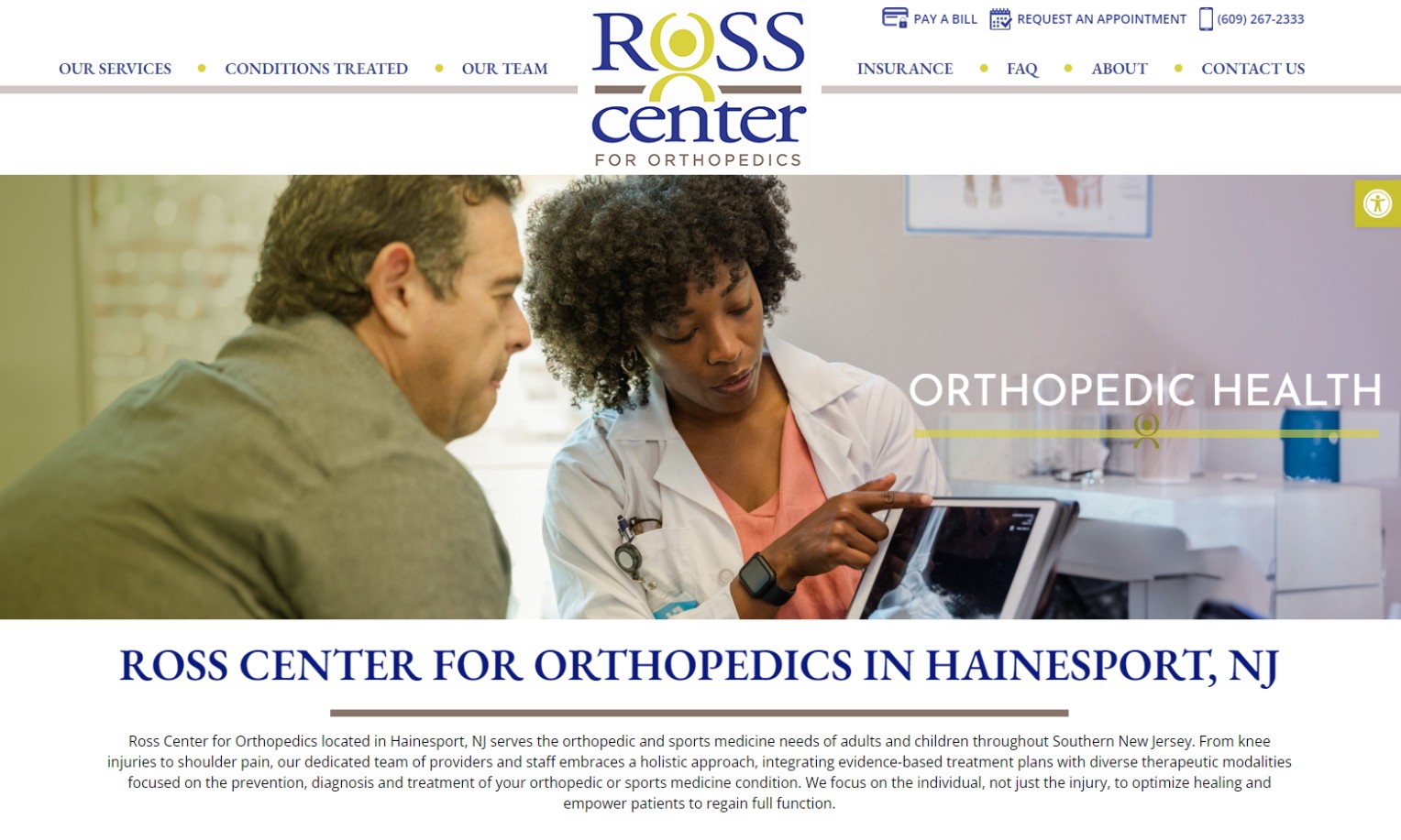 Ross Center for Orthopedics - VisionLine Media | NJ Web Design